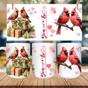 Love Valentine's Day, Cup Mug Wrap, Sublimation design ,11 oz/ 15 oz Full Wrap Template,Happy Valentine's Day, I love you, Transparent PNG