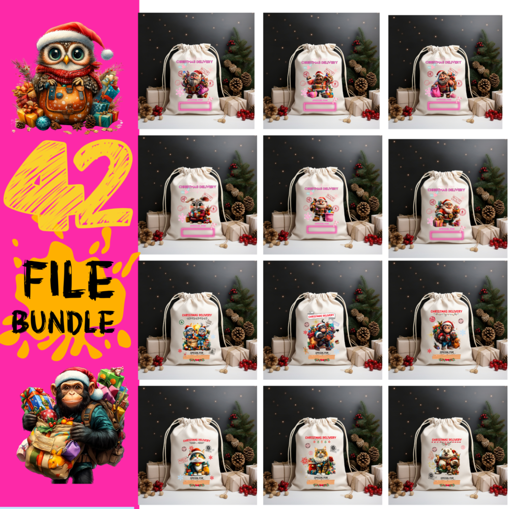 26 Santa Sack Sublimation Bundle | Special Delivery Santa Sack | North Pole Express PNG |