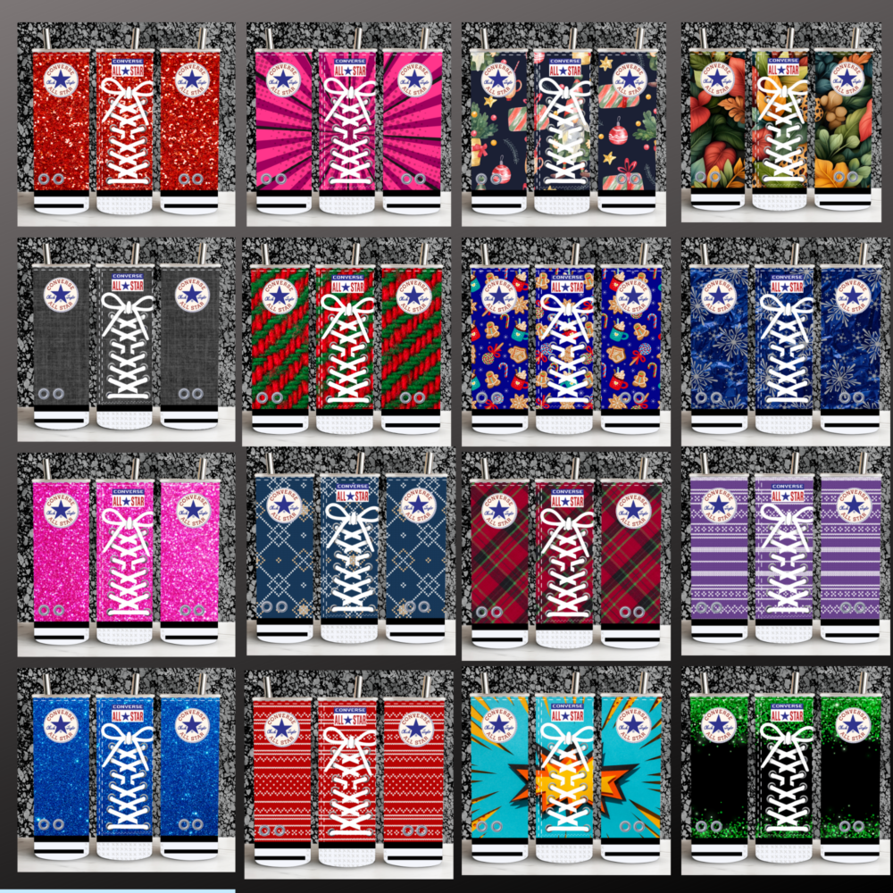 20 converse Sneaker tumbler Bundle , PNG File kicks tumbler wrap, 20 oz Skinny Tumbler Sublimation Design