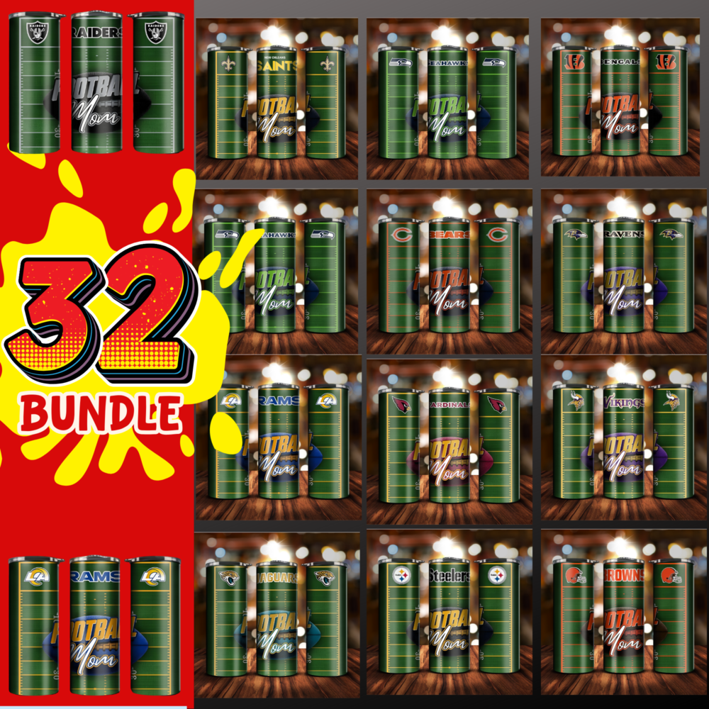 32 American Football Teams , 20oz Tumbler Wrap digital download