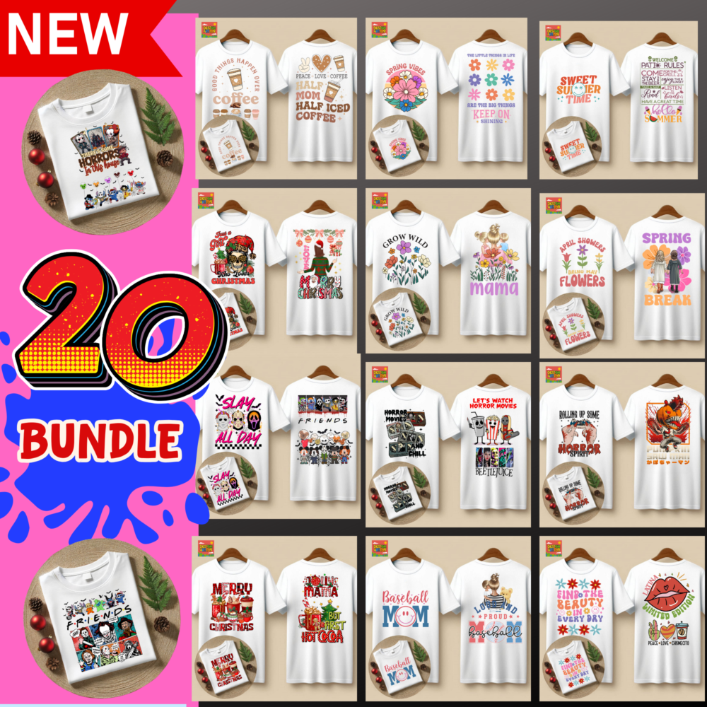 20 Retro T Shirt Design Bundle, front and back T-shirt design,T Shirt Sublimation Bundle