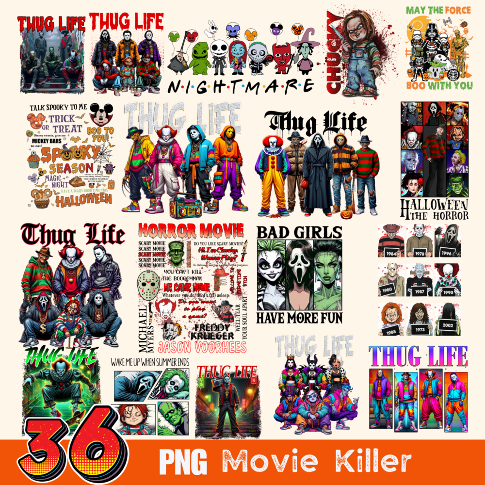 36 T-Shirt Horror Friend, Halloween Vibes Png,Digital Download