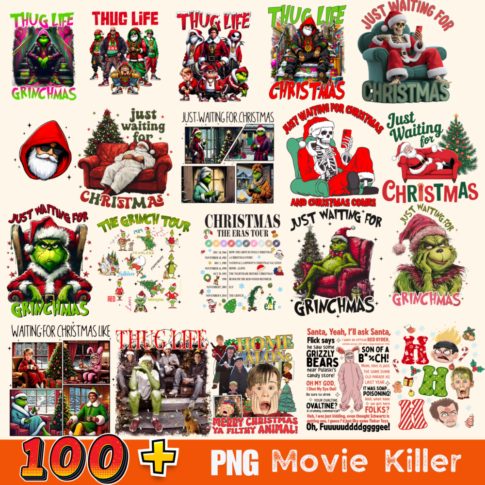 100 PNG Christmas Clipart, Horror Friends Christmas  Clipart,Digital Download
