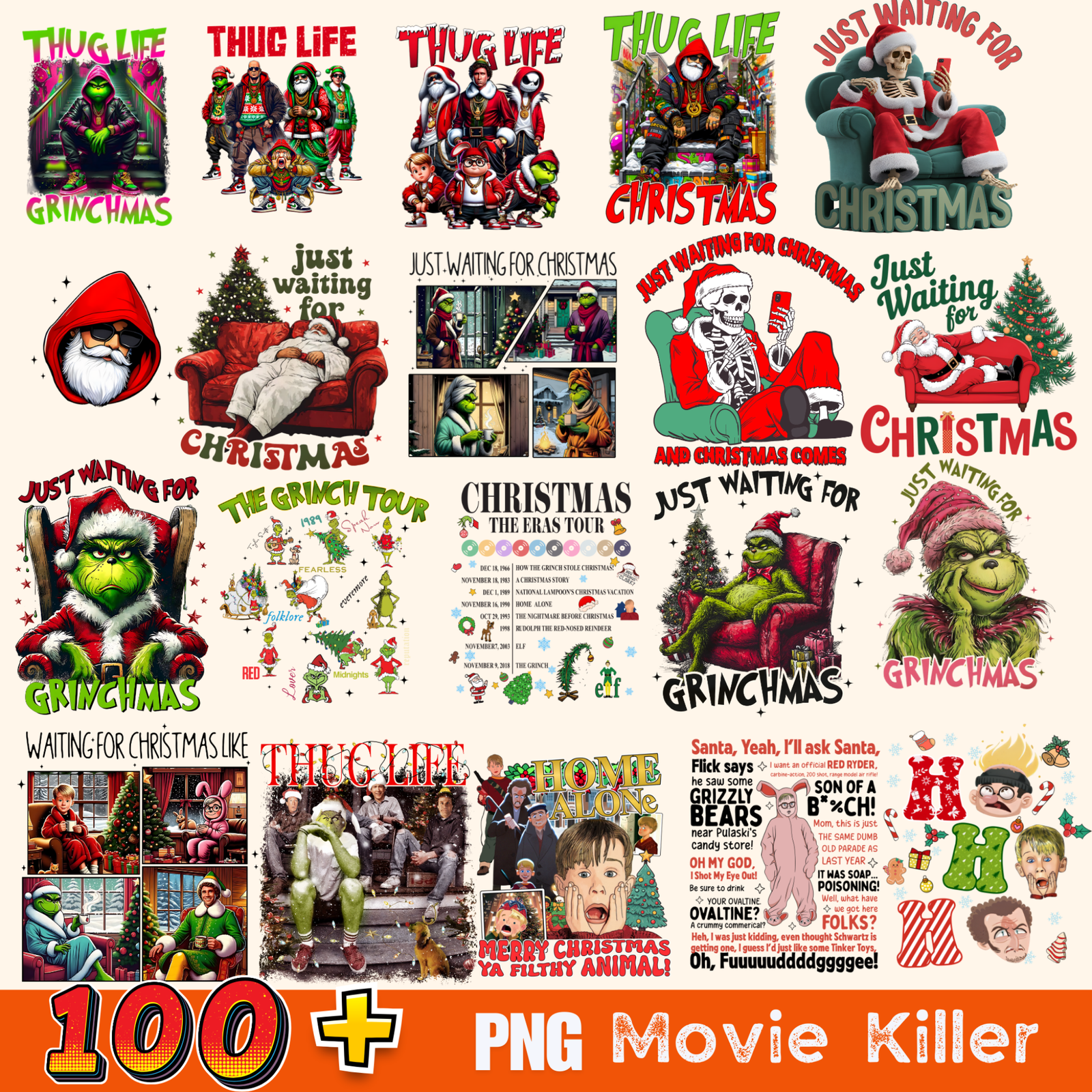 100 PNG Christmas Clipart, Horror Friends Christmas  Clipart,Horror Friends Clipart Collection, Commercial Use