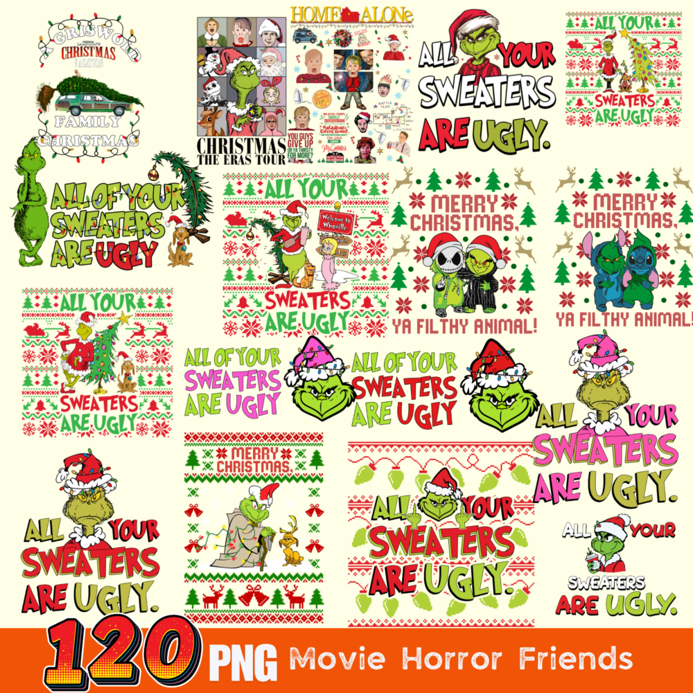 120 PNG Christmas Clipart, Horror Friends Christmas Clipart,Digital Download
