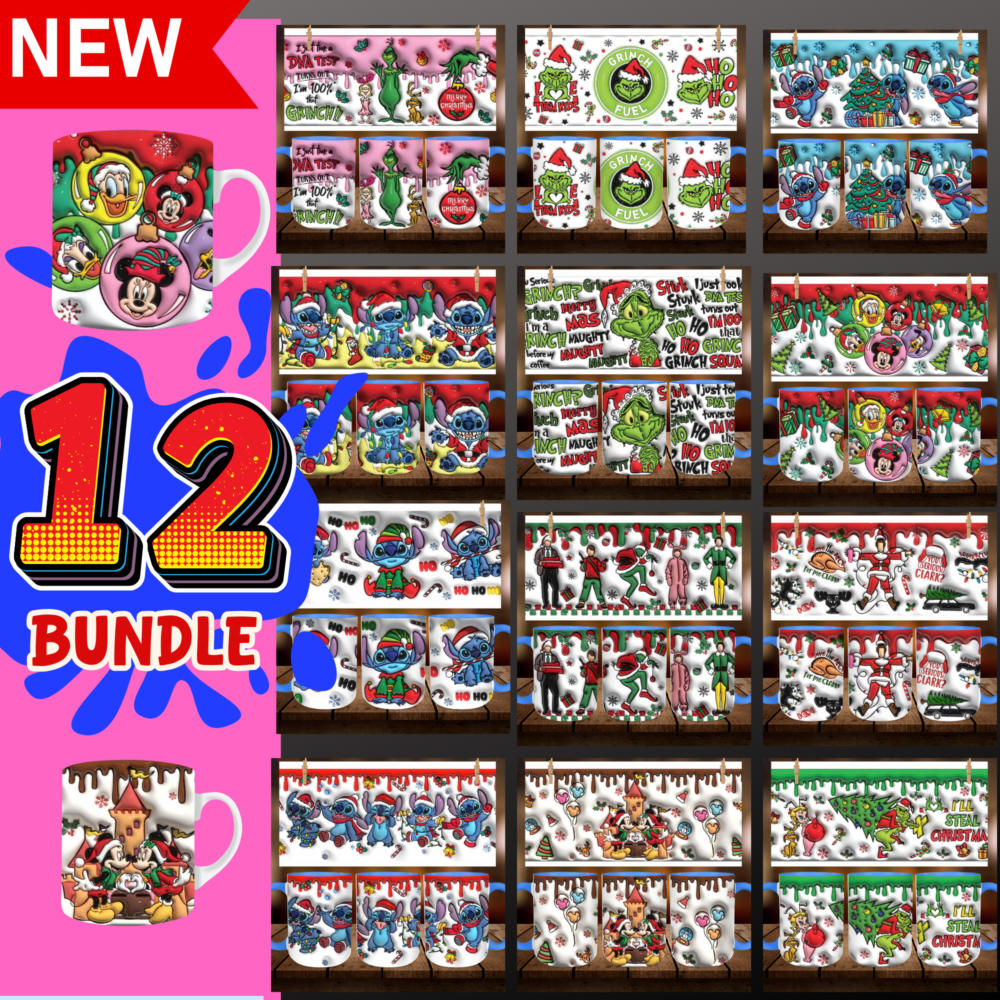 12 Christmas,11-15 Oz Mug Sublimation Wrap,Digital Download