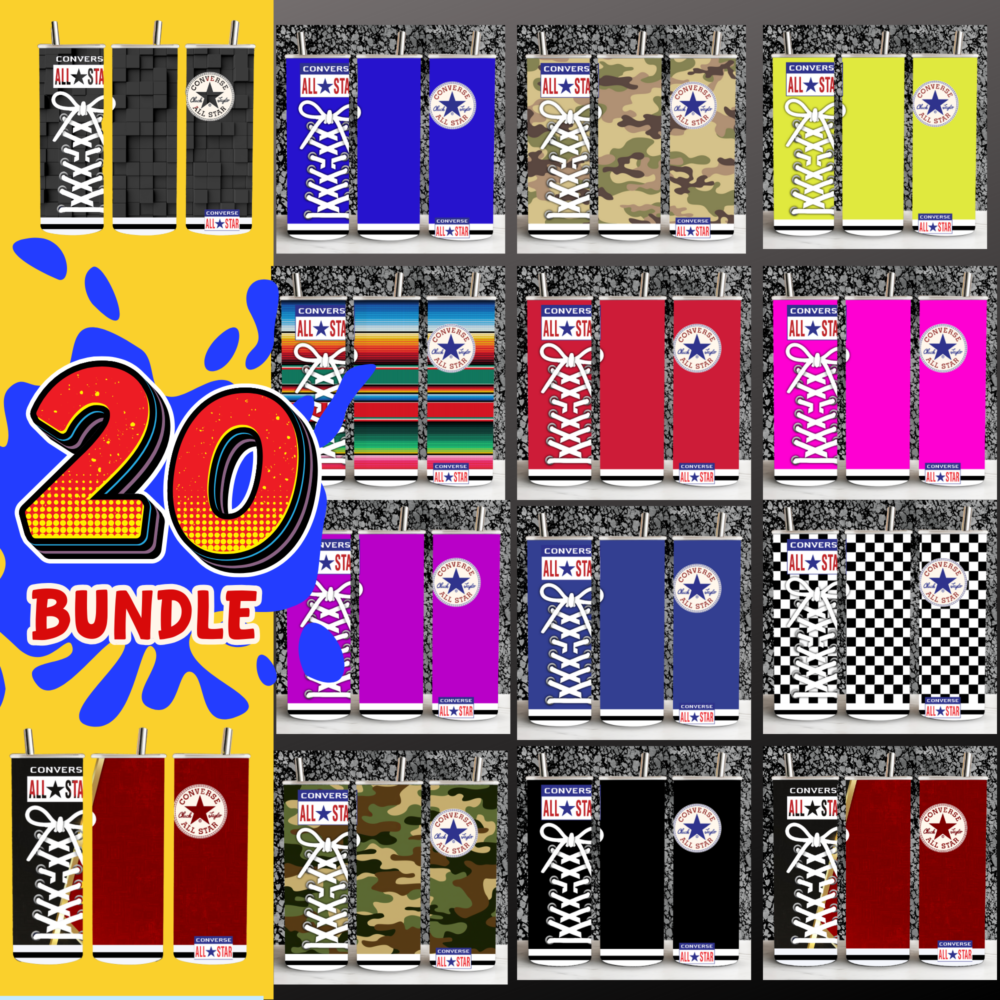 20 All Stars Converse Designs,20 oz Skinny Tumbler Sublimation Design,Digital Download