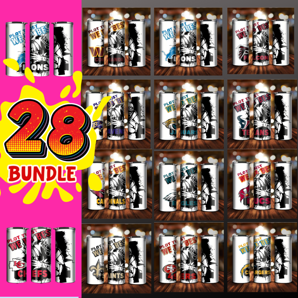 28 American Football Teams, 20oz Tumbler Wrap Bundle,Digital Download