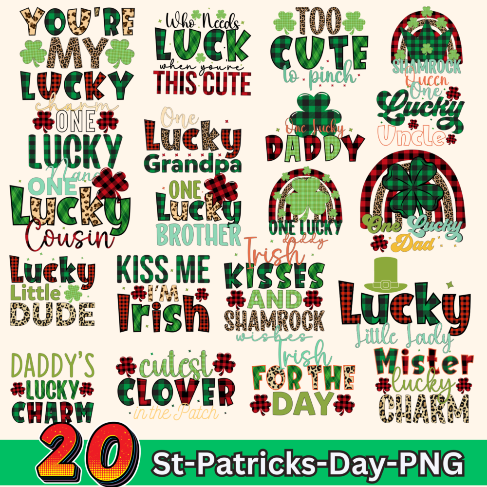 20 St Patricks Day Sublimation Bundle, Instant Digital Download