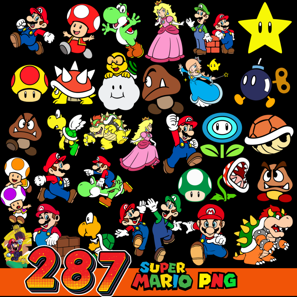 287 Super Mario Cartoon Png, Game Mario Png, Instant Download