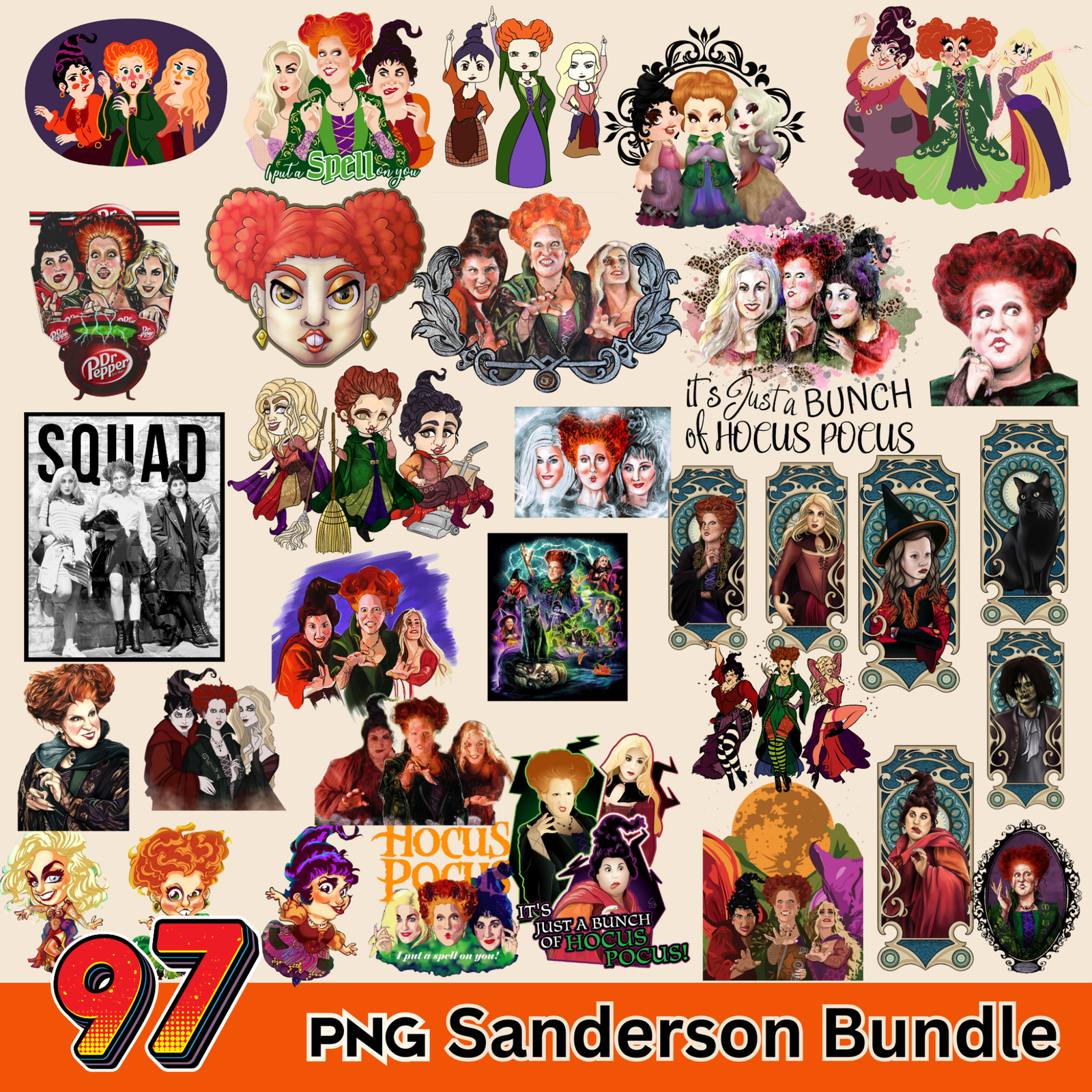 97 Sanderson Bundle, PNG Clipart Bundle, Horror PNG