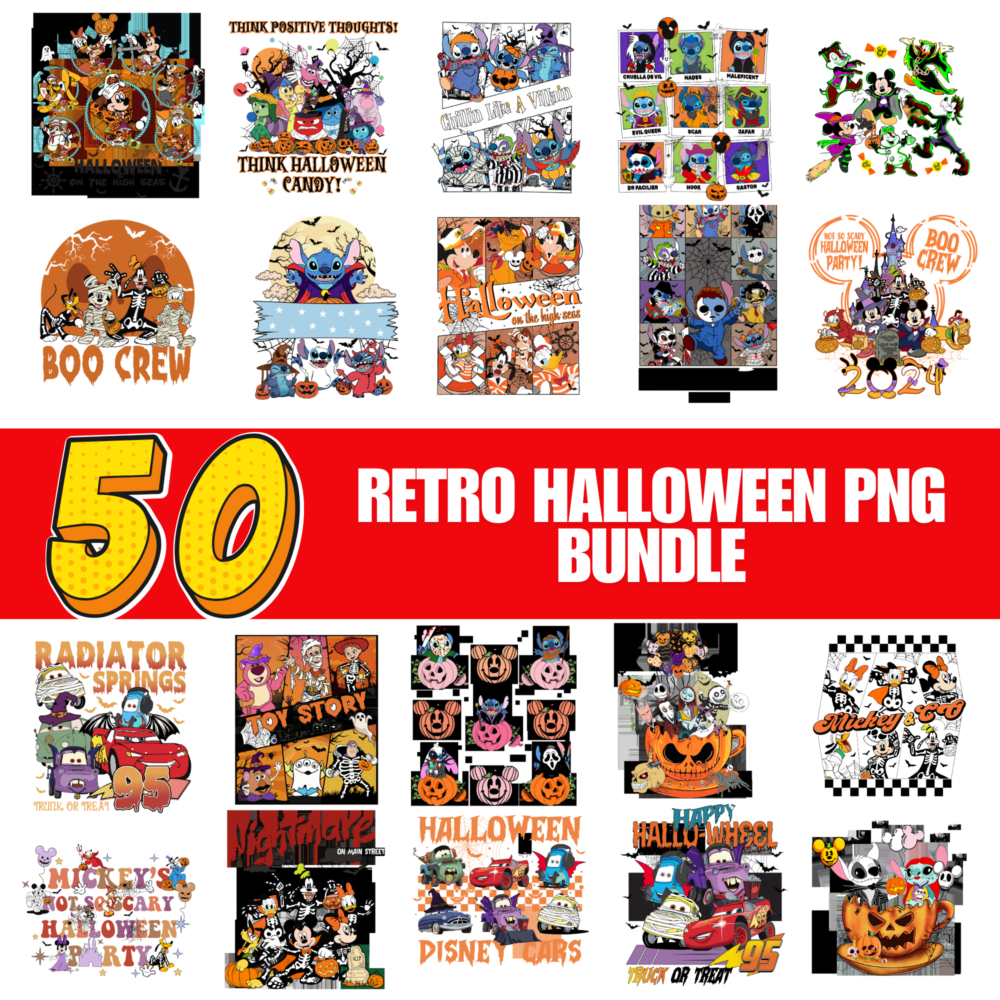 50 Disney cartoon halloween movies,Horror PNG, Digital Download
