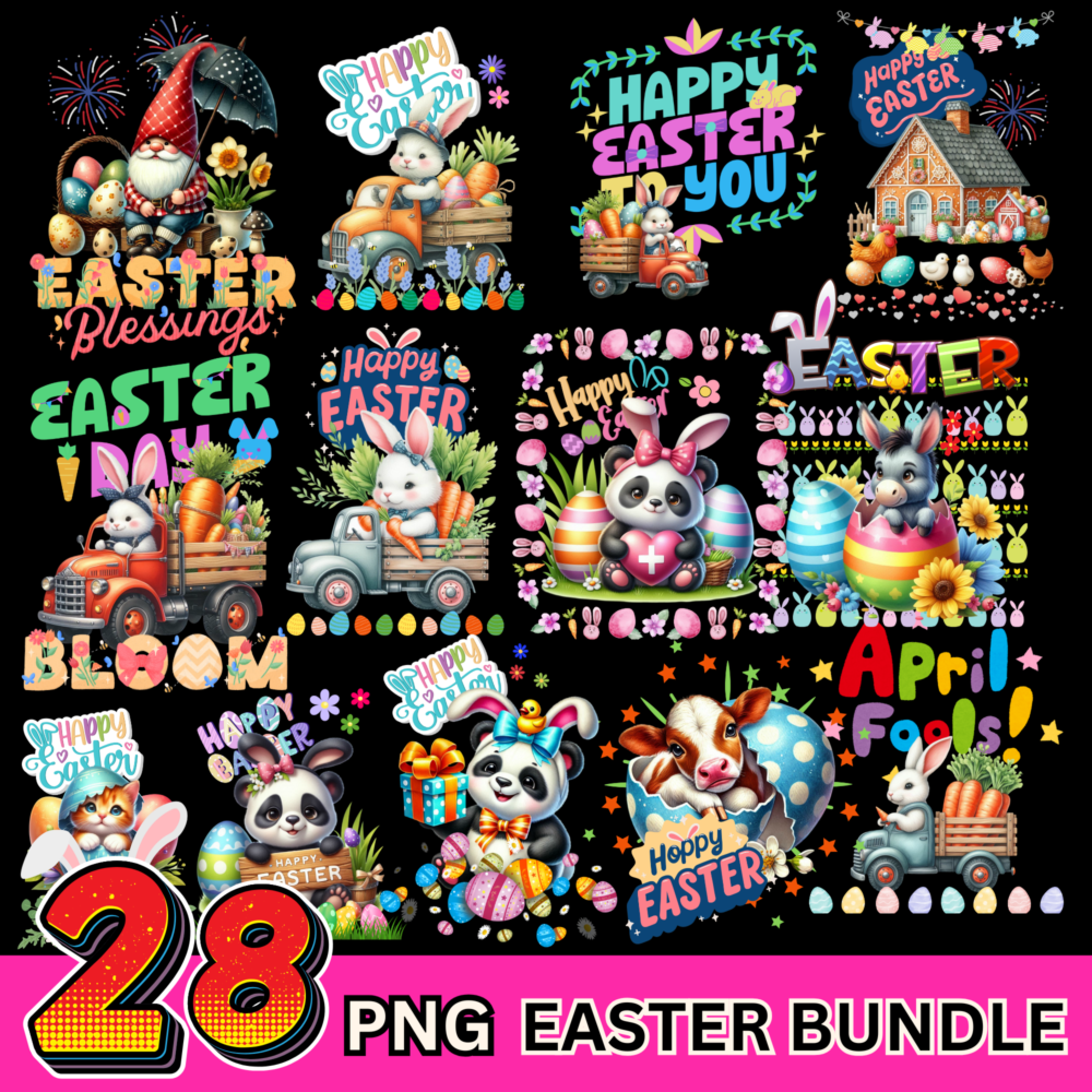 28 Easter Day Cartoon png, T-shirt design PNG Digital Download