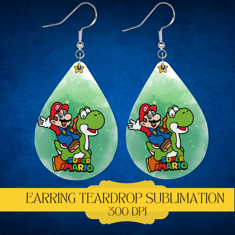 Valentine Teardrop Earring Template PNG, Instant Download