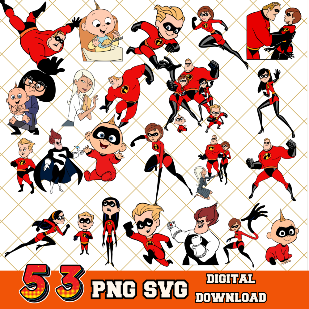 53 Incredibles Png Bundle, PNG Files Digital Download